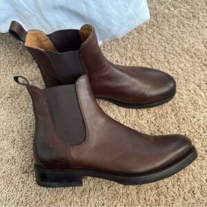Frye Dark Brown Leather Ankle Chelsea Boots